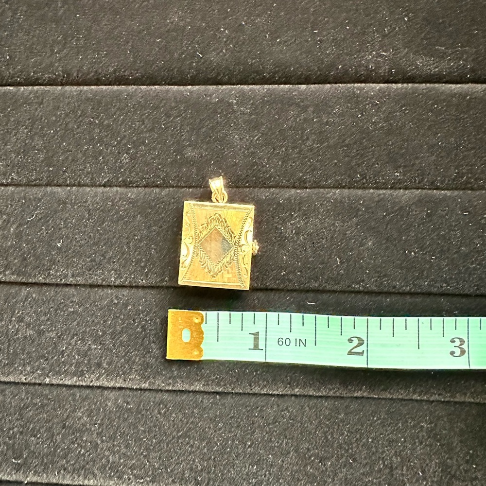 Gold Small Rectangle Book Locket - image 7